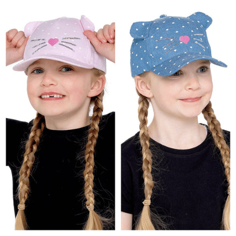 Girls Embroidery Cat Baseball Cap