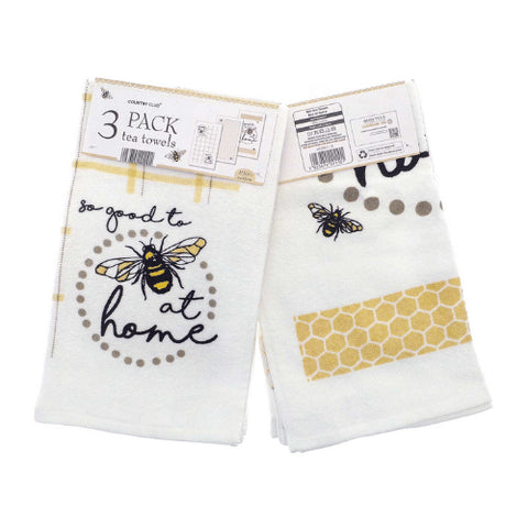 Bee At Home 3pk Teatowels