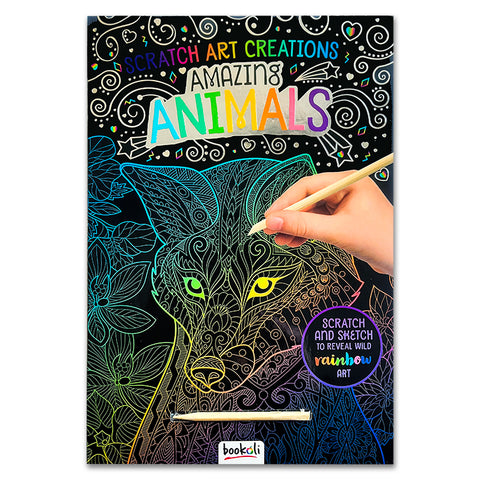 Amazing Animals Rainbow Scratch Art Book