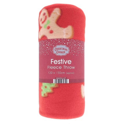 Festive Gingerbread Fleece Blanket Throw