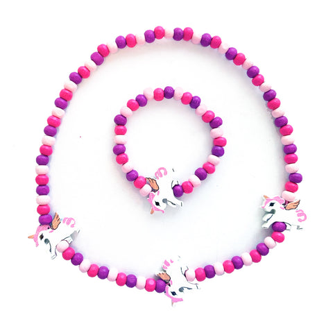 Wooden Unicorn Jewellery Set