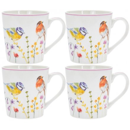 Garden Birds 4pk China Mugs
