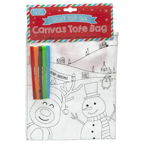 Colour Your Own Christmas Canvas Bag