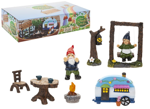 Fairy Garden Gnome and Caravan Set