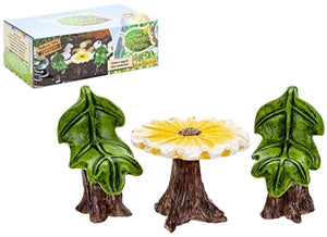 Fairy Garden Sunflower Table and Leaf Chairs