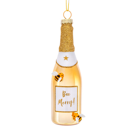 Bee Merry Champagne Bauble - Gold