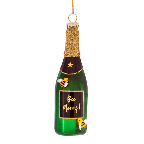 Bee Merry Champagne Bauble - Green