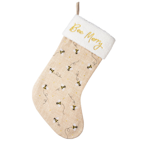 Adult's Design Bee Merry Christmas Stocking